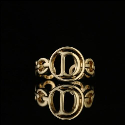 New Fashion Gold Color Hollow Chain Initial Rings For Women Girl Adjustable Size 26 Letter Open Ring Female Party Jewelry Gift