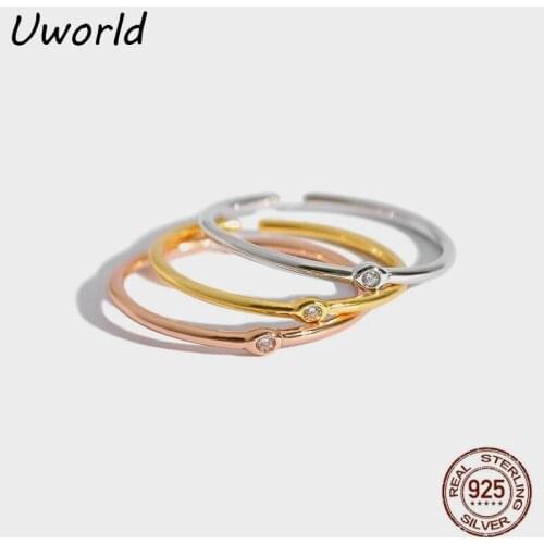 Minimalist thin Zircon silver index finger ring 925 Sterling Silver Ring Rose Gold Filled Student Friendship Jewelry Gift