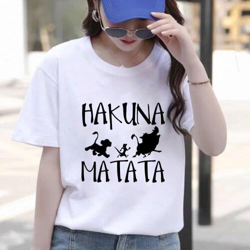 Summer Women T Shirt Short Sleeve Hakuna Matata The Lion King Simba Print Harajuku Tshirts Girls Clothes Plus Size