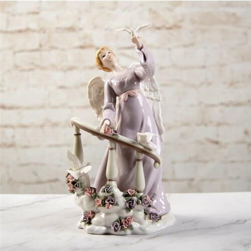 LLADRO Hand Painted Ceramic Angel Ornament European Porcelain Doll Figure Home Table Decoration Birthday Gift