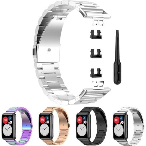 Metal Strap for Huawei Watch Fit Smart Bracelet Accessories Stainless Steel Replacement Sport Band for Huawei fit Wristband