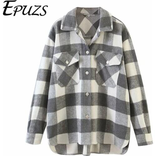 Fashion women plaid jacket and coat winter thick warm korean jackets ladies oversized jacket female winter coats 2020