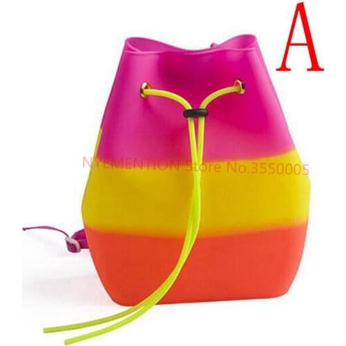 24PCS Fashion Silicone Backpack for Students Candy Color Drawstring Bucket Bag Shoulder Bag for Kids go to school Gifts