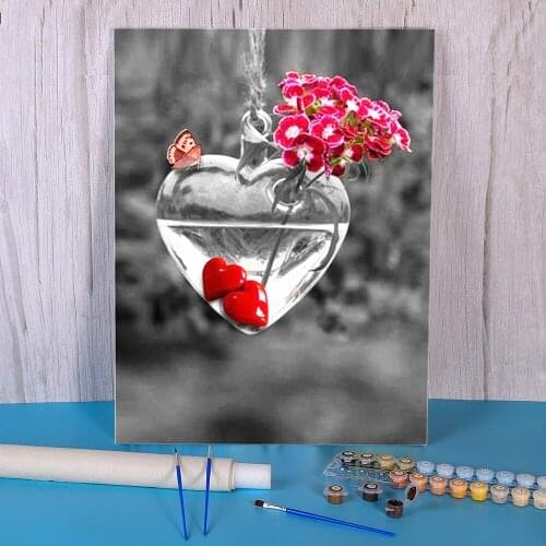 Flower Rose Coloring By Numbers Painting Set Oil Paints 40*50 Canvas Painting Wall Decoration For Adults For Handiwork