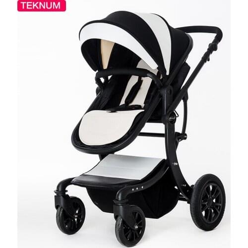 New High Landscape Luxury Baby Stroller 2 In 1 Pu Leather Baby Prams Carriage For 0-36month Baby