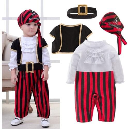 Baby Boys Clothes New Baby Pirate Captain Halloween Party Boy Set Childrens Costume Dance Cosplay Young Children4 Pieces Suits