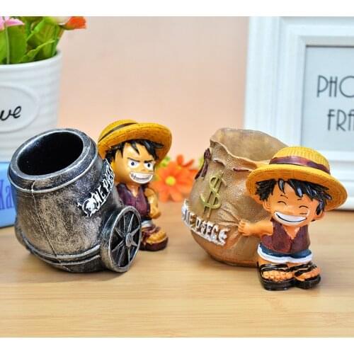 One Piece Monkey D luffy Resin Pen Holder Japanese Anime Creative Home Desk Decoration Crafts Student Gift Action Figure Toy