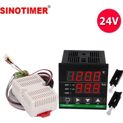 24V Power Supply Industrial Digital LED Temperature and Humidity Controller Intelligent High-precision Thermostat With Sensor