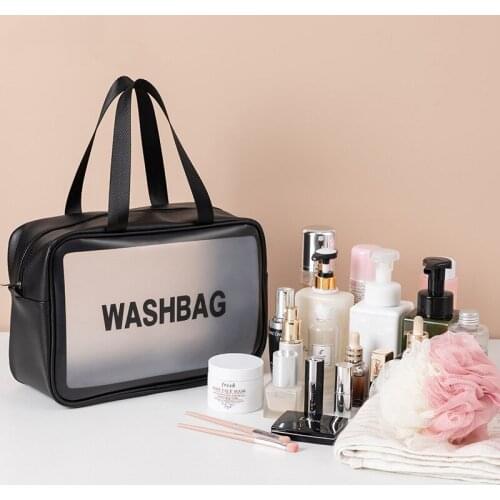 Transparent Cosmetic Bag Portable Travel Waterproof Washing Storage Bag PU Frosted Large-Capacity Cosmetic Bag