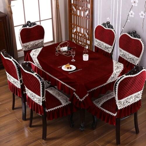 Luxury European Light Chair Cushion Cover Tablecloth Dining Chair Cushion Set Table Cover Home Spandex Chair Cover