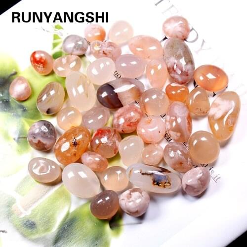 Runyangshi 50g/bag Natural Crystal stone Cherry agate Repair Crystal Healing Garden fish tank decoration stone Home Decoration