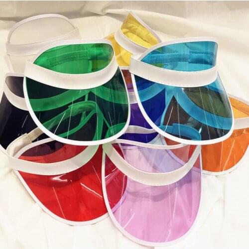 Anti-UV Summer Women Men Sun Hat Color Transparent Empty Top Plastic PVC Sunscreen Hats Visor Caps Bicycle Sunshade Sports cap