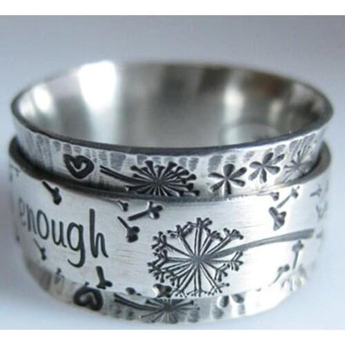 Unisex Retro Letter I Am Enough Loyal Love Couple Ring Anniversary Jewelry Gift