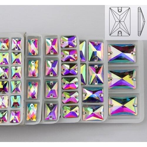 All size 3250 rectangle sew on stone ab Crystal Sew On rhinestone flatback glass crystal for wedding dress diy
