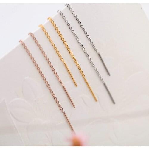 YUN RUO Rose Gold Color Tassel Stud Earring Line Woman Titanium Steel Fashion Jewelry Birthday Gift Never Fade Drop Shipping