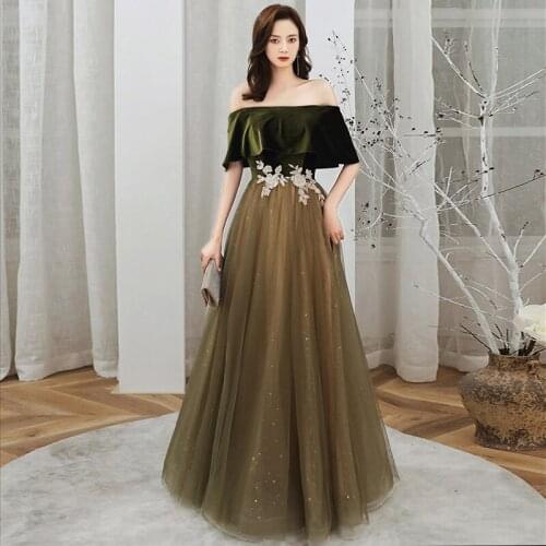 Evening Dresses Boat Neck Ruffles Short Sleeves A-line Floor-length Simple Appliques Bling Ruched Woman Formal Party Dress A385
