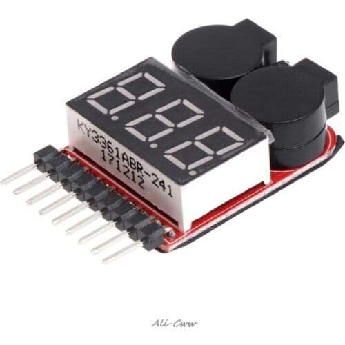 1-8S Lipo/Li-ion/Fe RC Boat Battery 2 In 1 Tester LED Low Voltage Buzzer Alarm