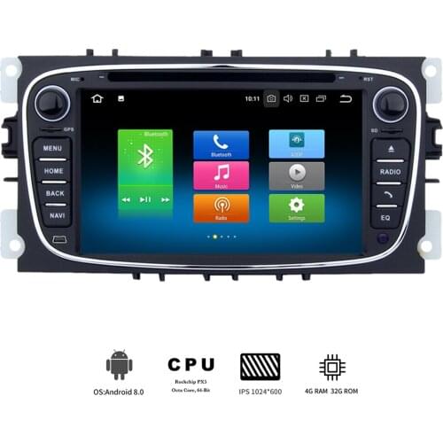 1 din Android 9.0 Car DVD player GPS For FORD Focus S-Max C-Max Galaxy Fusion radio Octa Core 4Gb Ram+32Gb Rom 64 bit PX5