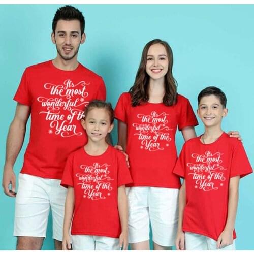 1pcs Christmas Family Matching T Shirt Clothes Its The Most Woderful Time of The Year Print Mommy Daddy Daughter Son T-shirt
