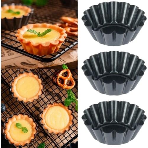 12pcs Pan Mold Tart Quiche Flan Cake Non-stick Pie Pizza Mold Cupcake Egg Tart Tartlet Baking Mold Muffin Cup Tray Mold