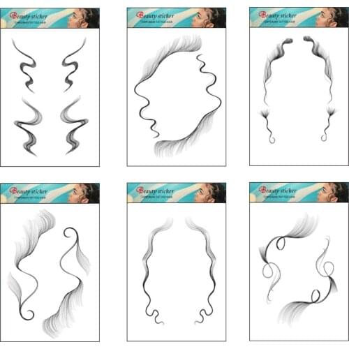 6D Imitation Ecology Hair Bangs Sticker Face Transfer Waterproof Fake Temporary Tattoo Hair Art Temporary Tattoo for Women