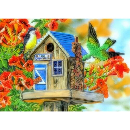 DIY Diamond Painting Cross Stitch Pattern Resin 5D Diamond Embroidery Mosaic Crafts Full Drill Animal Bird House Home Decorative