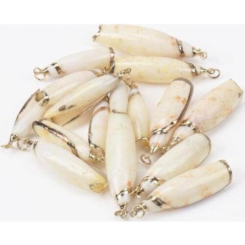 White Natural Spiral Shell Gold Plated SeaShells for DIY handmade Home decoration jewelry making 5pcs