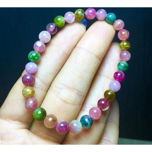 Natural Crystal Beads Bracelet Colorful Tourmaline 7-6mm AAA