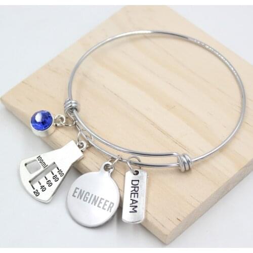 Stainless Steel Wire Bangle Bracelet Chemical Engineer Bracelets Graduation Gift Beaker Gift Powerful Women Gifts for Engineer