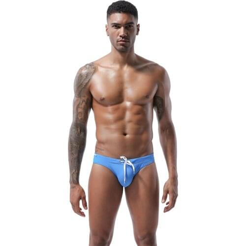 Low Waist Swimwear Men Shorts Quick-drying Swimming Trunks String Solid Bathing Suit Boxer Briefs Sea Surf Gay Mens Beachwear
