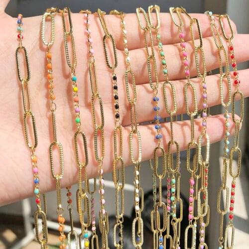 1Meter/lot Big Hole Chain Gold Plating Copper Wire Wrapped Rosary Chain for Bracelets Necklaces Making DIY Jewelry Accessories