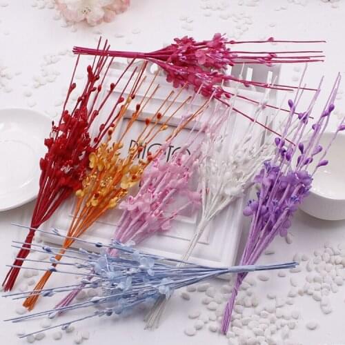 High quality 10pcs/bunch Flowers Berry peach branch rattan garland accessories DIY Scrapbooking Flower Wedding Home Decoration