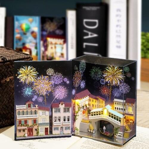 Dollhouse Wooden Book Nook Inserts Art Bookends DIY Bookshelf Miniature Doll House Diy Dollhouse Casa Toys For Kids
