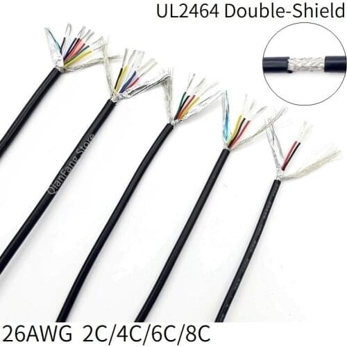 1M 26AWG Shielded Wire Signal Cable 2 4 6 8 Core PVC Insulated Channel Audio Headphone Copper Control Sheathed Wire UL2464