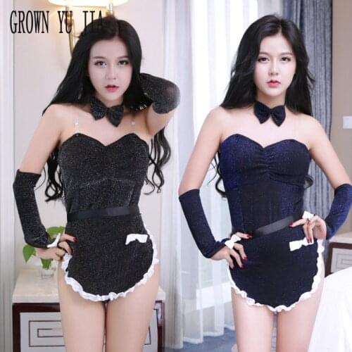 Erotic Women Cosplay Sexy Costume Temptationmaid Uniform Bodysuit Porno French Maid Uniforms Pinafore Catsuit Naughty Lingerie