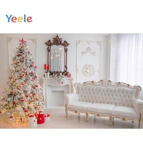 Christmas Tree Sofa Wooden Floor Chair Table Clock Carpet Backdrop Photography Custom Photographic Background For Photo Studio