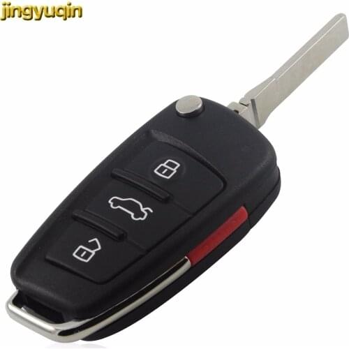 Jingyuqin 3 Button + Panic Auto Car Remote Flip Folding Key Shell Blank For Audi A2 A3 A4 A5 A6 A6L A8 S5 S6 Q5 Q7 TT Key Fob