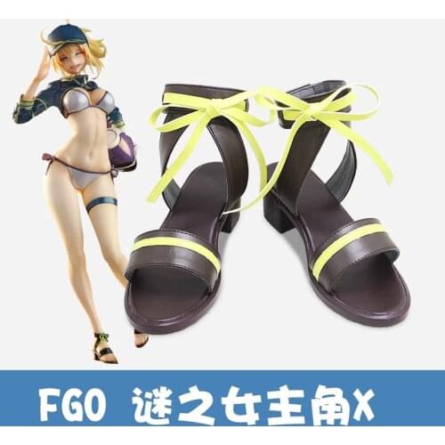 2021 FGO Fate Grand Order Berserker Mysterious Heroine X Alter Swimsuit Brown Cosplay Shoes Long Boots
