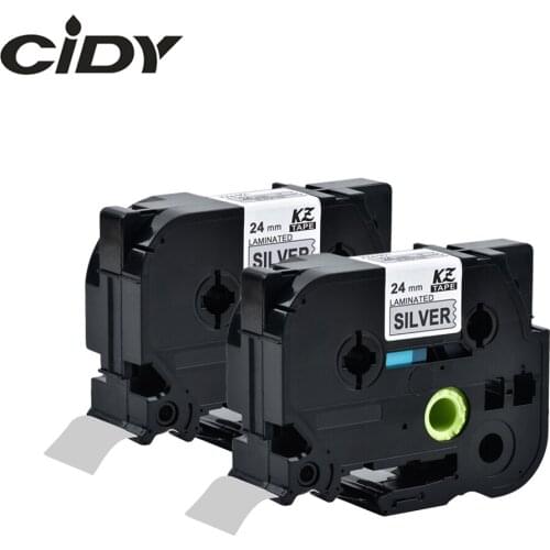CIDY 2pcs Black on Silver tze tape 24mm*8m tze 951 tz951 compatible brother p-touch printer tze-951 tz-951 tz 951