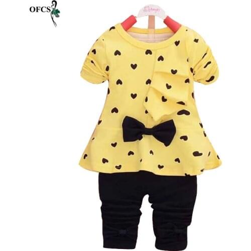 Summer Hot Children 2pcs Clothing Casual Girls Clothes Set Sports Shirt+Trousers Suits Cotton Pants Suits Products Kids Clothes