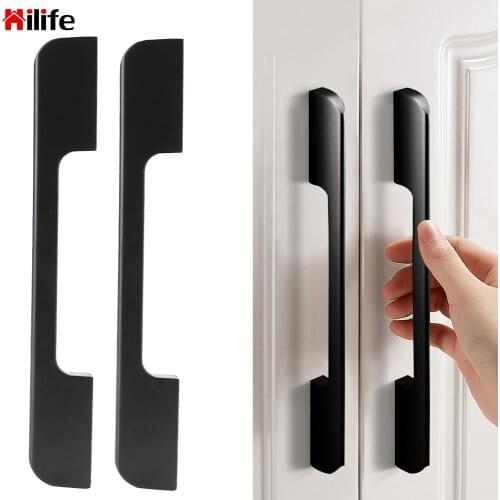 Furniture Handle American Style Kitchen Drawer Pulls Hardware Black Aluminum Cabinet Handles