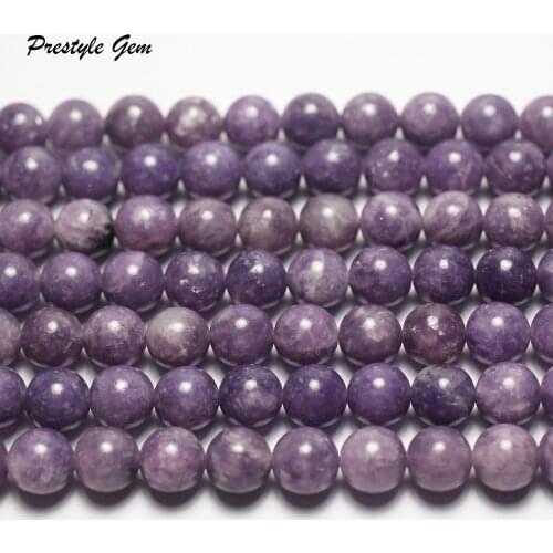 Meihan (1 strand) natural 8mm purple lepidolite smooth round gem stone for jewelry making design
