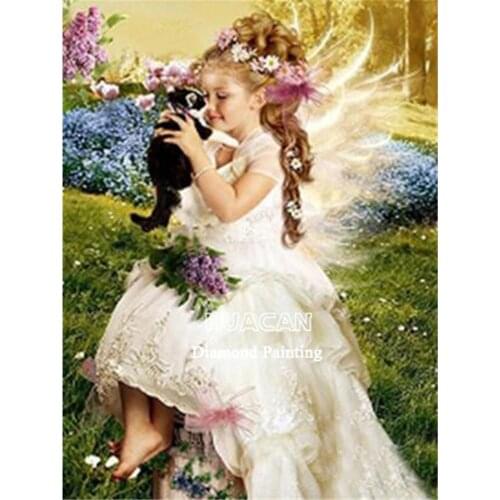 Angel Kids Farmhouse DIY Cross Stitch 11CT Embroidery Kits Needlework Craft Set Printed Canvas Cotton Thread Home Sale