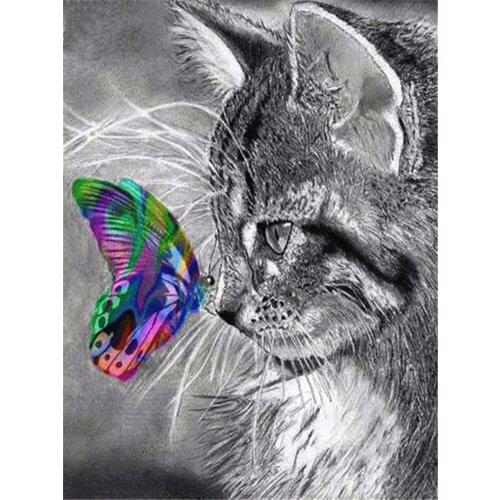Animal Cat DIY 11CT Embroidery Cross Stitch Kits Needlework Craft Set Printed Canvas Cotton Thread Home Decoration Design