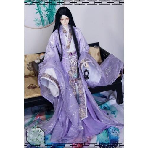 1/4 1/3 Scale BJD Clothes Purple Hanfu Ancient Costume Dress Samurai Outfit For BJD/SD MSD SSDF ID75 Strong Uncle Doll B0210