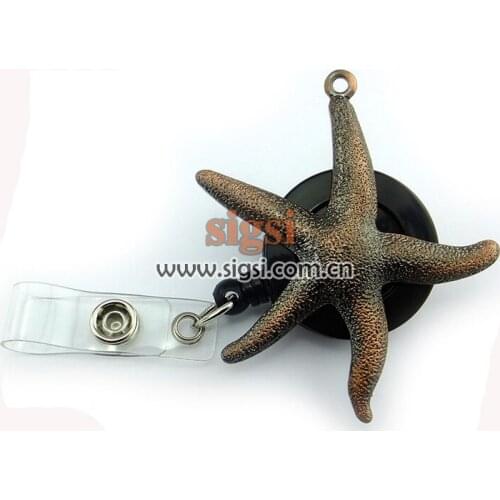 Wholesale Personalized Starfish Rhinestone Retractable Reel ID Badge Holder