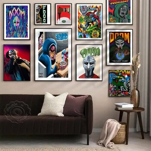 Rapper Singer MF DOOM Posters Wall Art Prints Picture Music Cover Hip Hop Star Home Room Decor Wall Stickers Canvas Painting