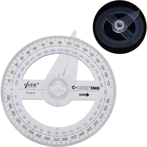 Plastic Round Ruler Patchwork Ruler 360 Degree Pointer Protractor Ruler Angle Finder Swing Arm For School Office Supplies