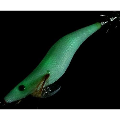 1 Piece Luminous Squid Jigs 13cm 20g White Glow Wood Shrimp with Octopus Squid Jig Hooks Cuttlefish Fishing Lure