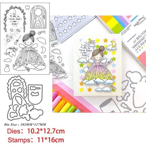 Beautiful Girl Princess Angel Clear Stamps and Metal Cutting Dies DIY Scrapbooking Paper Photo Album Crafts Seal Punch Stencils